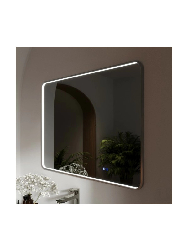 Зеркало Benetto Ellisse 100x80 серебристый сбоку с подсветкой