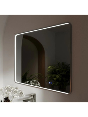 Зеркало Benetto Ellisse 100x80 серебристый сбоку с подсветкой