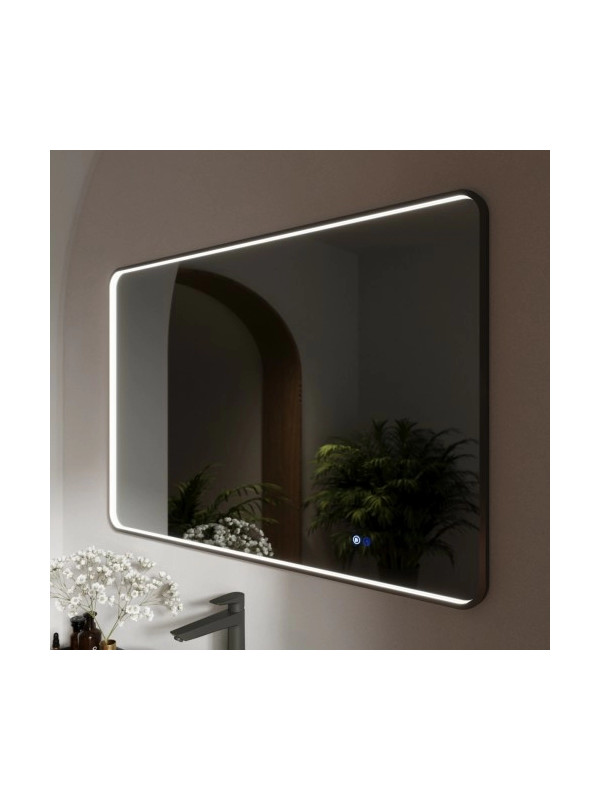 Зеркало Benetto Ellisse 120x80 черный сбоку с подсветкой