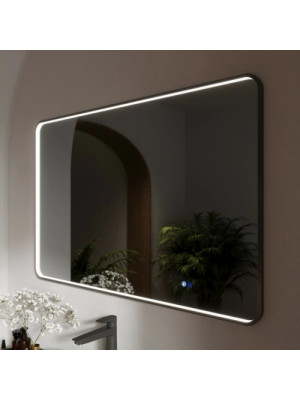 Зеркало Benetto Ellisse 120x80 черный сбоку с подсветкой
