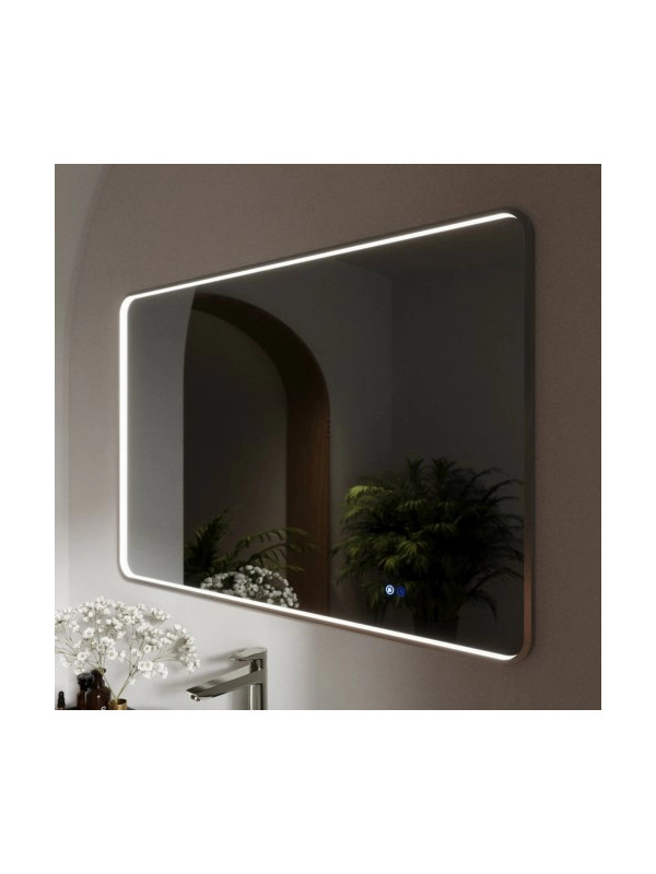 Зеркало Benetto Ellisse 120x80 серебристый сбоку с подсветкой