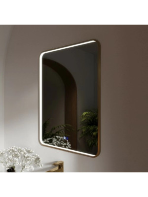 Зеркало Benetto Ellisse 60x80 золотой сбоку с подсветкой