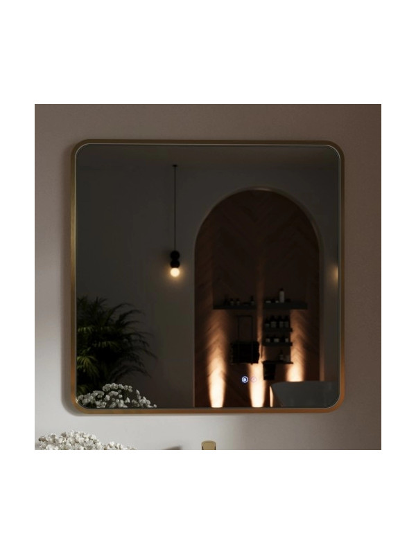 Зеркало Benetto Ellisse 80x80 золотой спереди