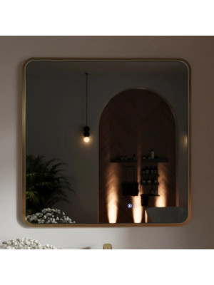 Зеркало Benetto Ellisse 80x80 золотой спереди