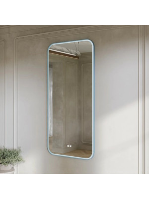 Зеркало Benetto Flex 73x152.5 голубой сбоку с подсветкой