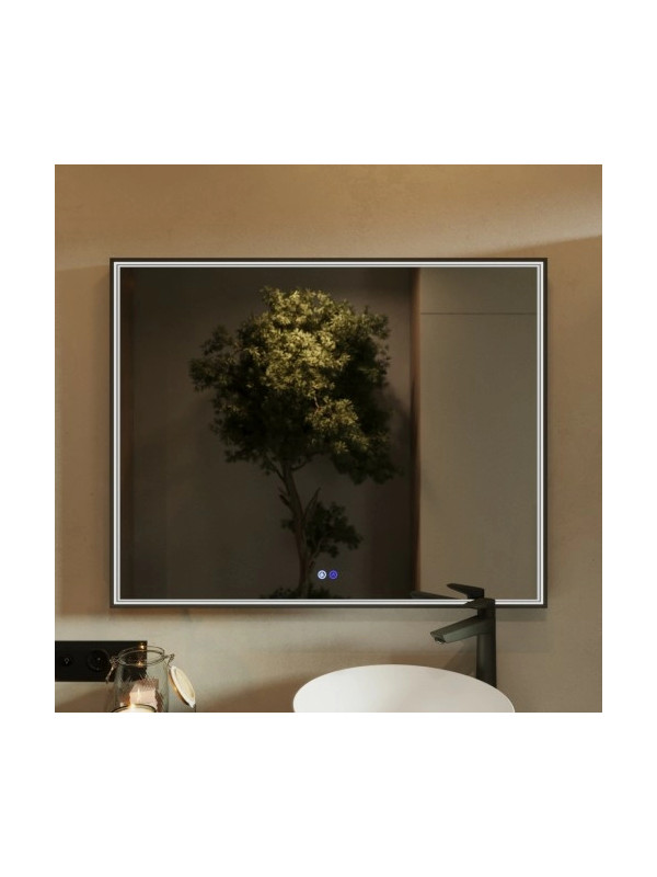 Зеркало Benetto Fresco 100x80 черный спереди