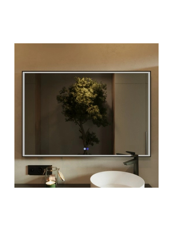 Зеркало Benetto Fresco 120x80 черный спереди с подсветкой