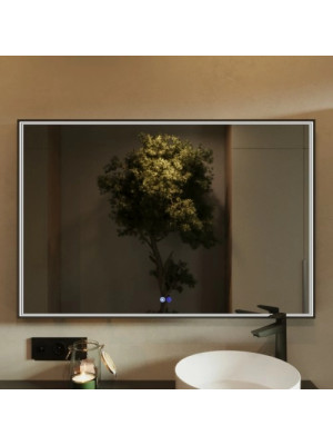 Зеркало Benetto Fresco 120x80 черный спереди с подсветкой