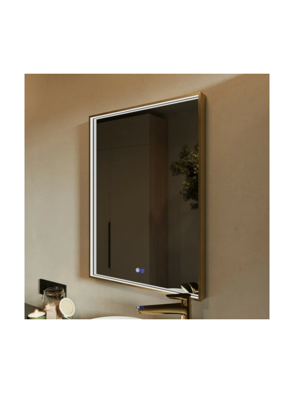Зеркало Benetto Fresco 60x80 золотой сбоку с подсветкой