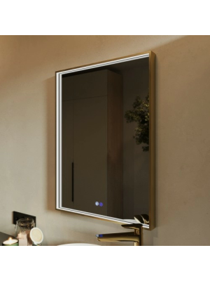 Зеркало Benetto Fresco 60x80 золотой сбоку с подсветкой