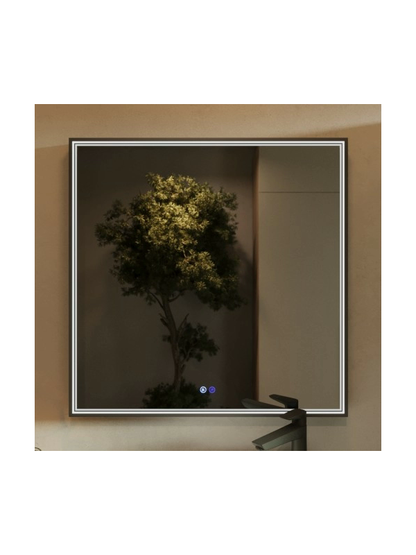 Зеркало Benetto Fresco 80x80 черный спереди