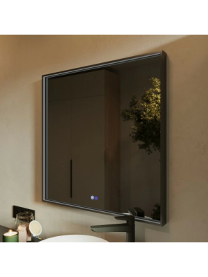 Зеркало Benetto Fresco 80x80 черный сбоку без подсветки