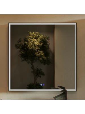 Зеркало Benetto Fresco 80x80 черный спереди