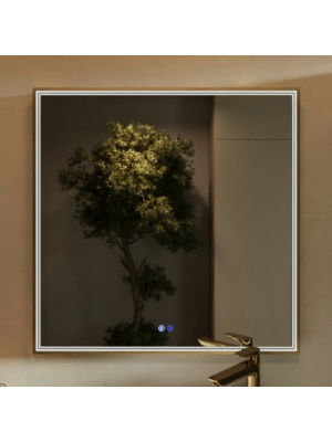 Зеркало Benetto Fresco 80x80 золотой спереди