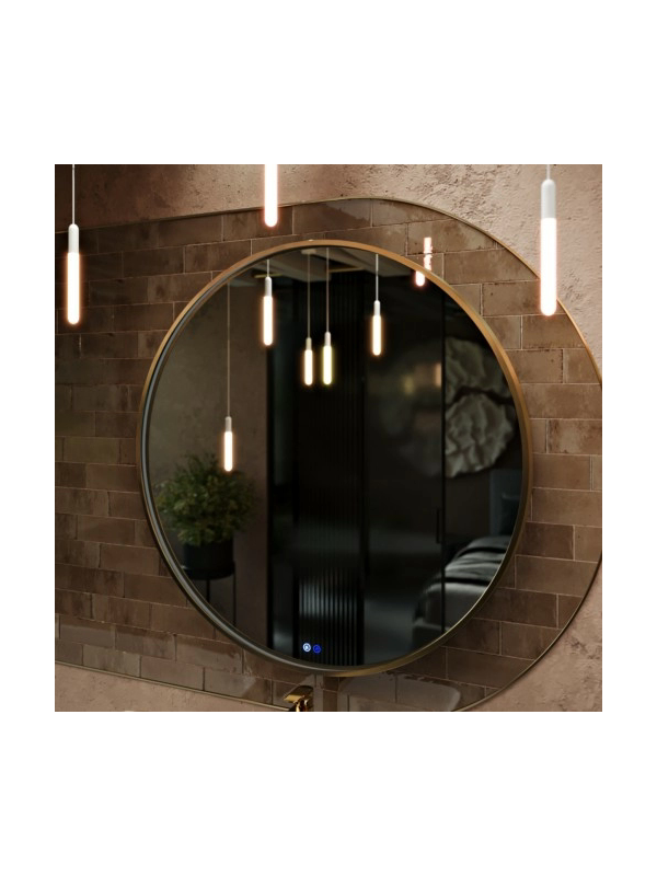 Зеркало Benetto Sanrey 100x100 золотой под углом без подсветки