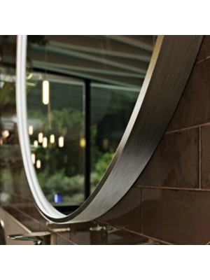 Зеркало Benetto Sanrey 100x100 серебряный сбоку с подсветкой