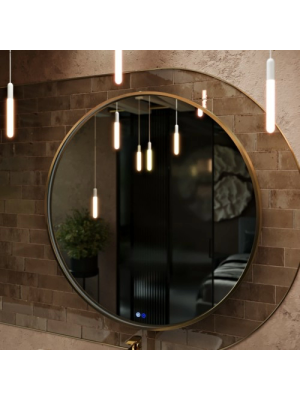 Зеркало Benetto Sanrey 80x80 золотой сбоку без подсветки