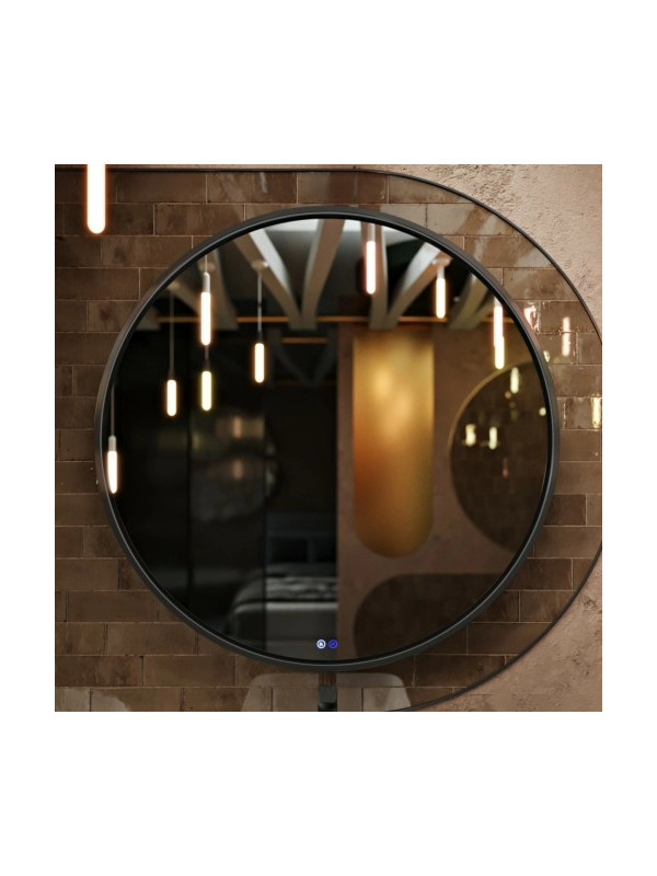 Зеркало Benetto Sanrey 90x90 черный спереди