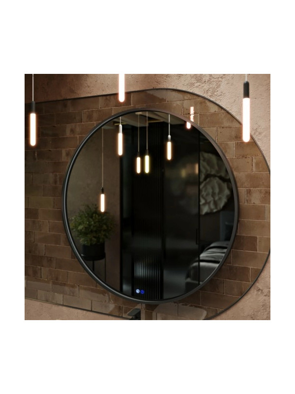 Зеркало Benetto Sanrey 90x90 черный под углом без подсветки