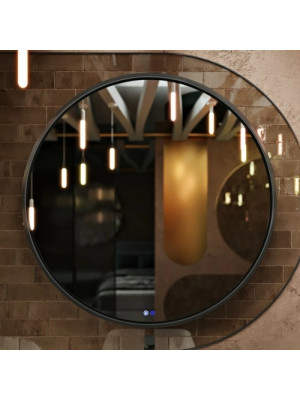 Зеркало Benetto Sanrey 90x90 черный спереди