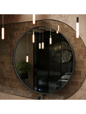 Зеркало Benetto Sanrey 90x90 черный под углом без подсветки