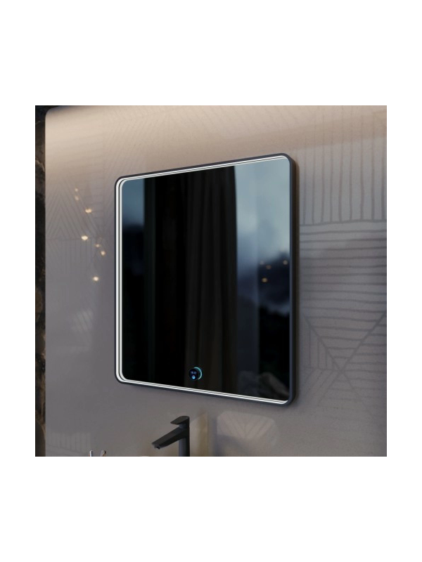 Зеркало Benetto Vento 80x90 черный сбоку с подсветкой