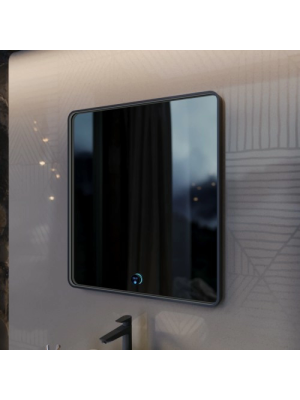 Зеркало Benetto Vento 80x90 черный сбоку без подсветки