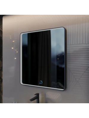 Зеркало Benetto Vento 80x90 черный сбоку с подсветкой