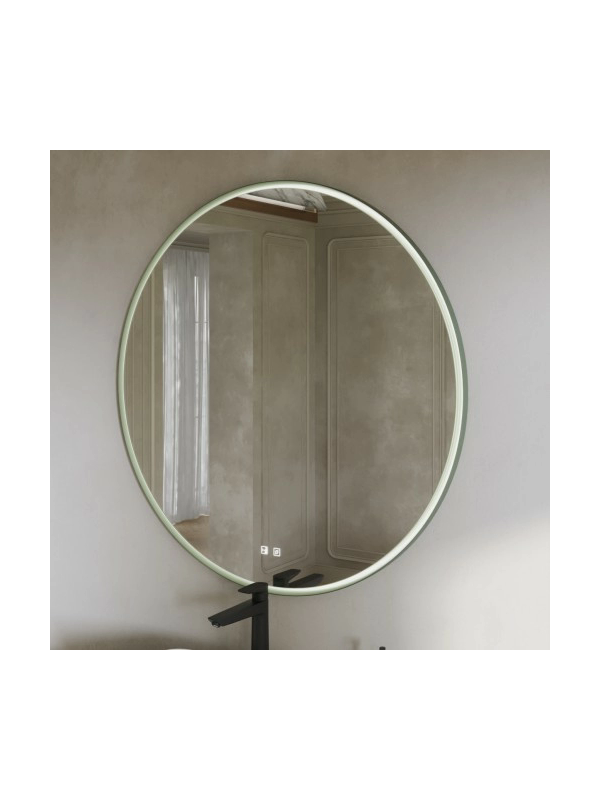 Зеркало Benetto Zenith 94x94 зеленый сбоку с подсветкой