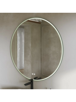 Зеркало Benetto Zenith 94x94 зеленый сбоку с подсветкой