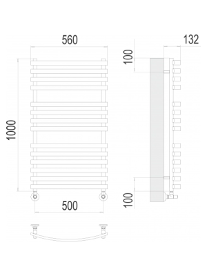 Полотенцесушитель Terminus Капри П14 500х1000 НП (1/2")  схема