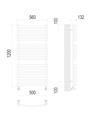 Полотенцесушитель Terminus Капри П17 500х1200 НП (1/2") схема
