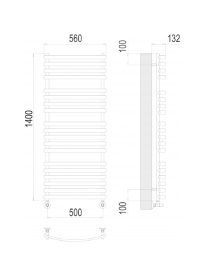 Полотенцесушитель Terminus Капри П19 500х1400 НП (1/2") схема
