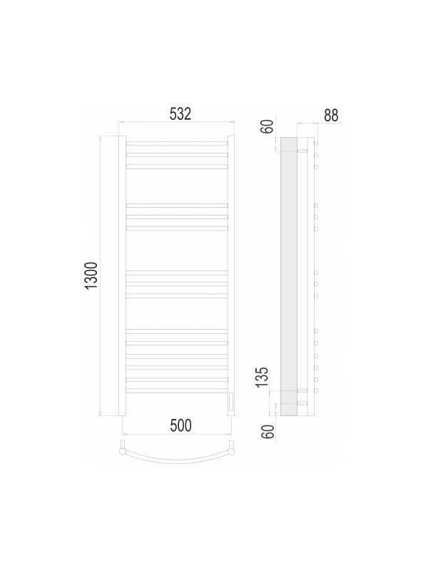 Полотенцесушитель Terminus Классик Sensor Quick Touch электро П15 500х1300 БП схема