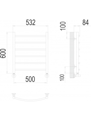 Полотенцесушитель Terminus Классик П6 500х600 НП (1/2") Сатин схема