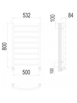 Полотенцесушитель Terminus Классик П8 500х800 НП (1/2") Сатин схема