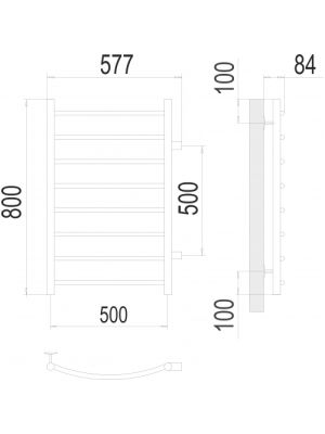 Полотенцесушитель Terminus Классик П8 500х800 БП (1") Сатин схема