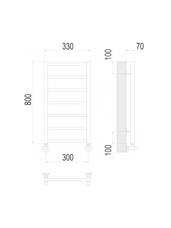 Полотенцесушитель Terminus Контур П7 300х800 НП (1/2") с
