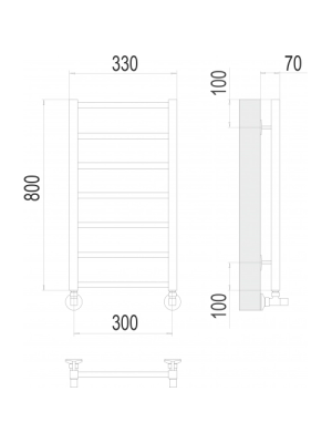 Полотенцесушитель Terminus Контур П7 300х800 НП (1/2") с