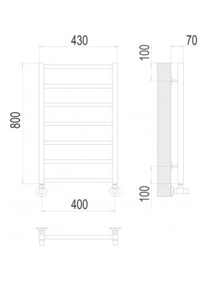 Полотенцесушитель Terminus Контур П7 400х800 НП (1/2") схема