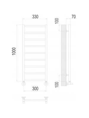 Полотенцесушитель Terminus Контур П9 300х1000 НП (1/2") схема