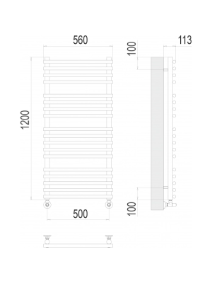 Полотенцесушитель Terminus Кремона П18 500х1200 НП (1/2") схема