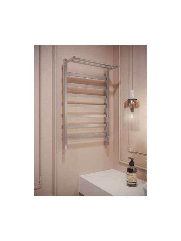 Полотенцесушитель Terminus Ното Quick Touch электро П8 500х850 НП с полочкой в интерьере