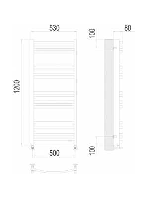 Полотенцесушитель Terminus Палермо П15 500х1200 НП (1/2") схема
