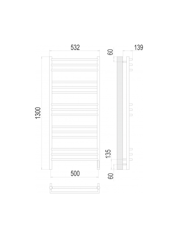Полотенцесушитель Terminus Прато Sensor Quick Touch электро П15 500х1300 БП схема