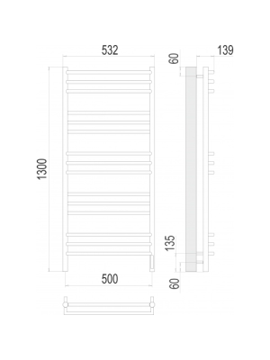 Полотенцесушитель Terminus Прато Sensor Quick Touch электро П15 500х1300 БП схема