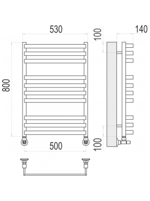 Полотенцесушитель Terminus Рид П10 500х800 НП (1/2") схема