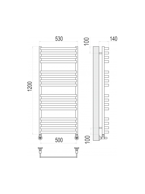 Полотенцесушитель Terminus Рид П16 500х1200 НП (1/2") схема