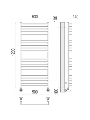 Полотенцесушитель Terminus Рид П16 500х1200 НП (1/2") схема