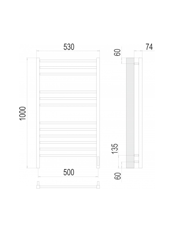 Полотенцесушитель Terminus Сицилия Sensor Quick Touch электро П12 500х1000 БП схема